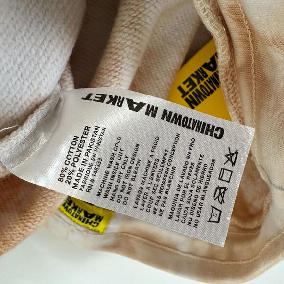 Chinatown Market Beige Tie Dye Island Arc SweatShorts Side and Back Pocket S - Picture 8 of 13